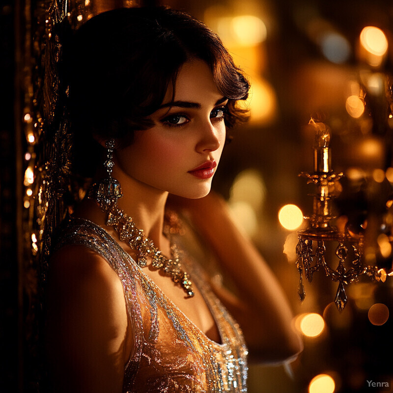 A woman in a gold sequined dress poses for a photo, possibly at a formal event.