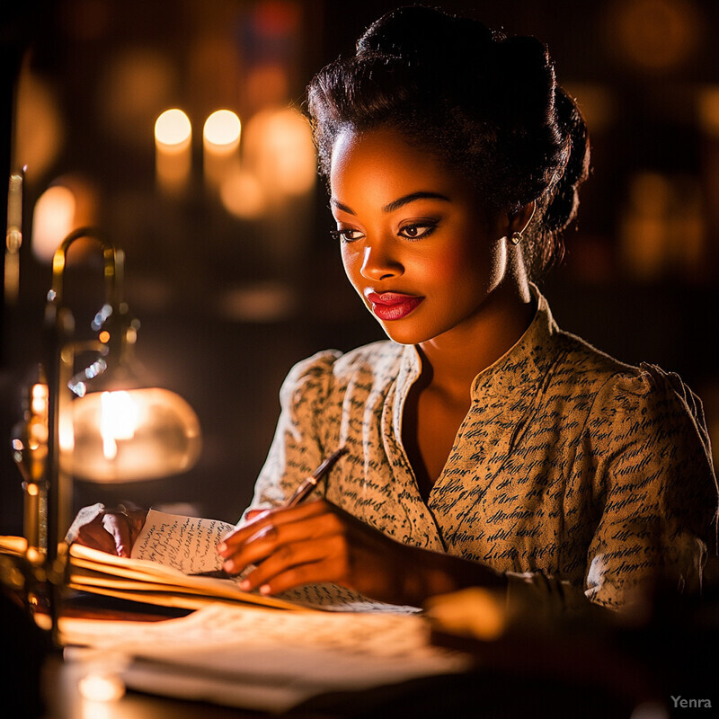 Woman writing at desk