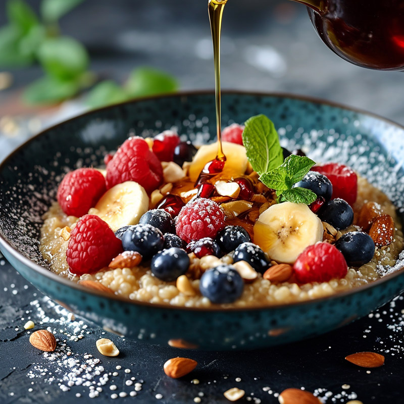 Quinoa Breakfast Porridge with Fruits and Nuts