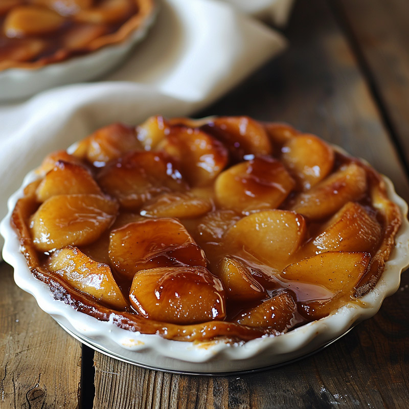 Golden Tarte Tatin on a Rustic Table