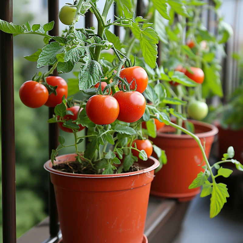 Tomato Plants Growing in Containers