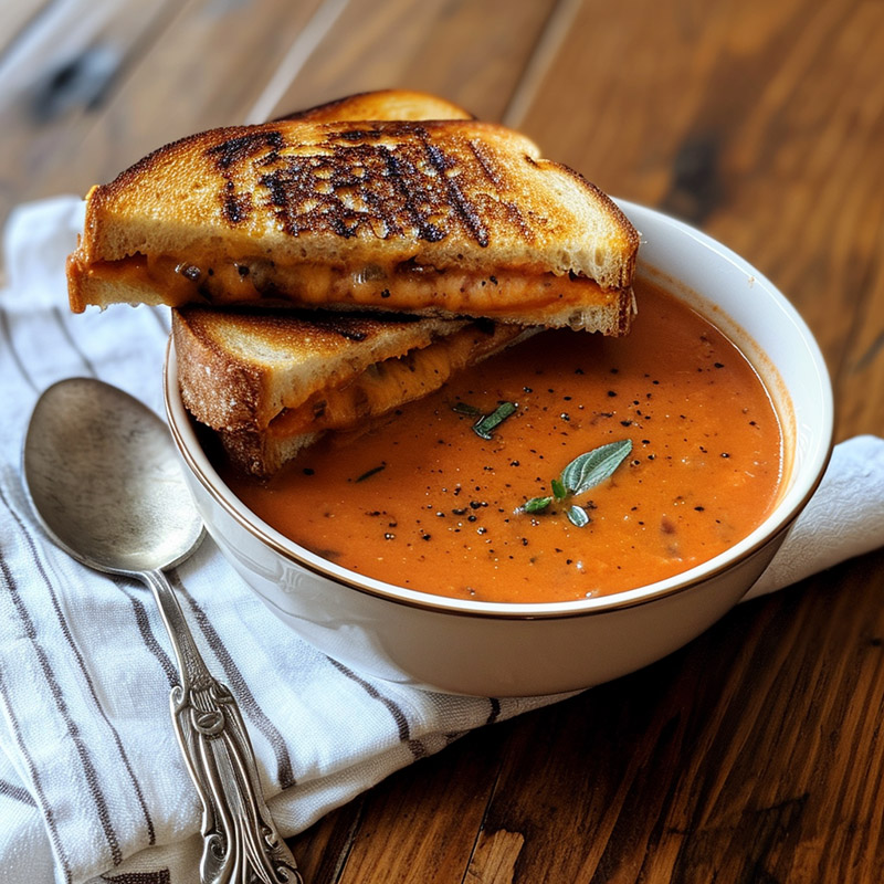Tomato Soup and Grilled Cheese Sandwich