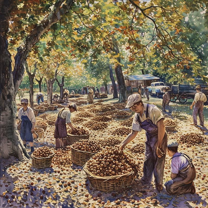 Harvesting Walnuts