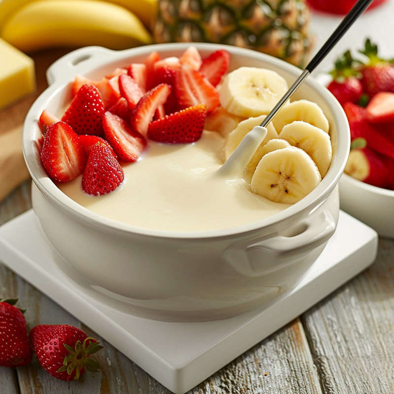 White Chocolate Fondue with Fruit Dippers