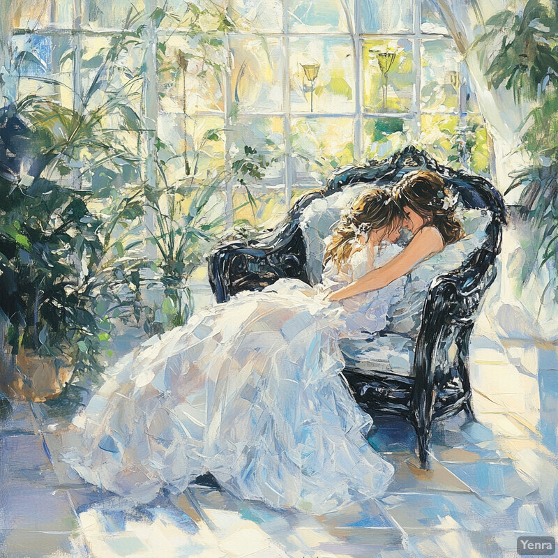 Romantic painting of a couple embracing