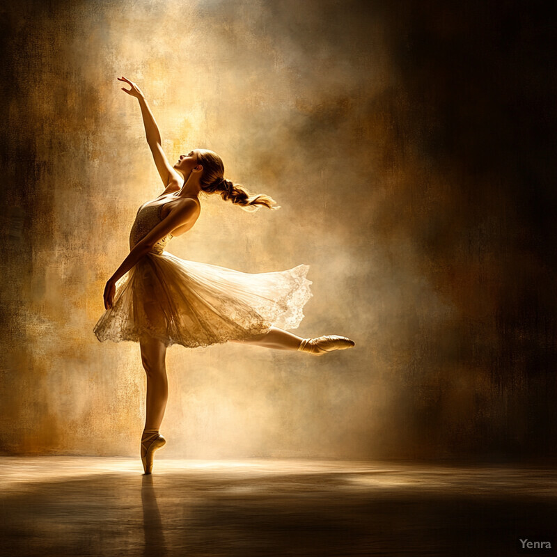 A ballerina in a dramatic pose, showcasing her elegance and poise.