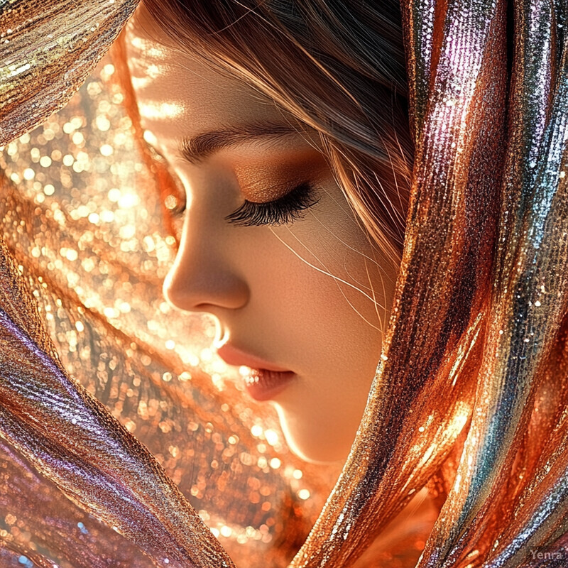 Artistic representation of a woman with long hair, showcasing her profile in close-up.