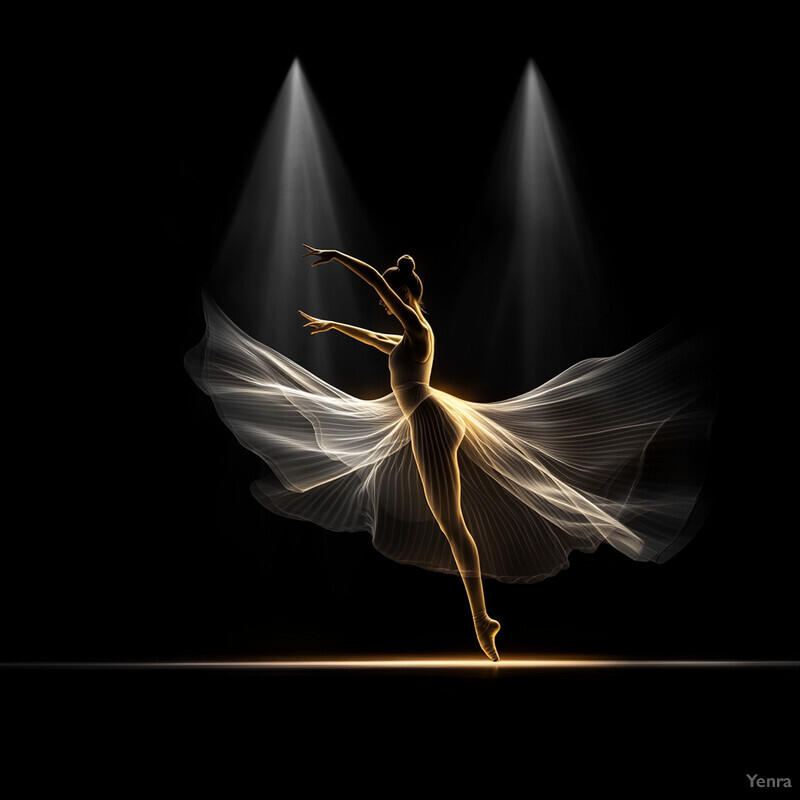 A ballerina in a dramatic pose, emphasizing her form and movement.