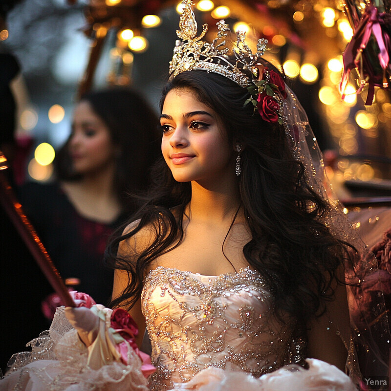 A young woman posing elegantly in a formal burgundy dress