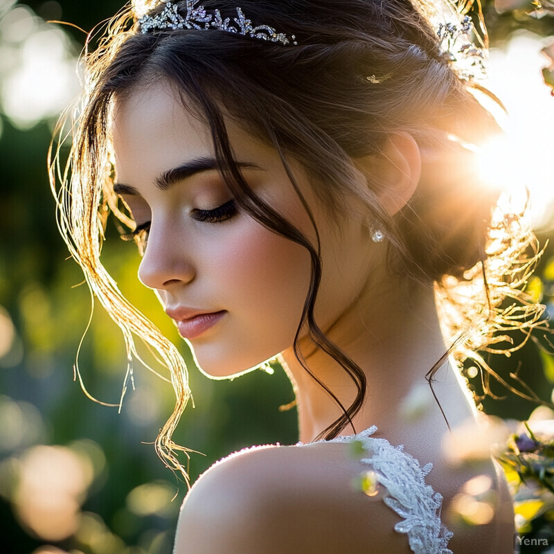 A young woman in a white dress posing outdoors