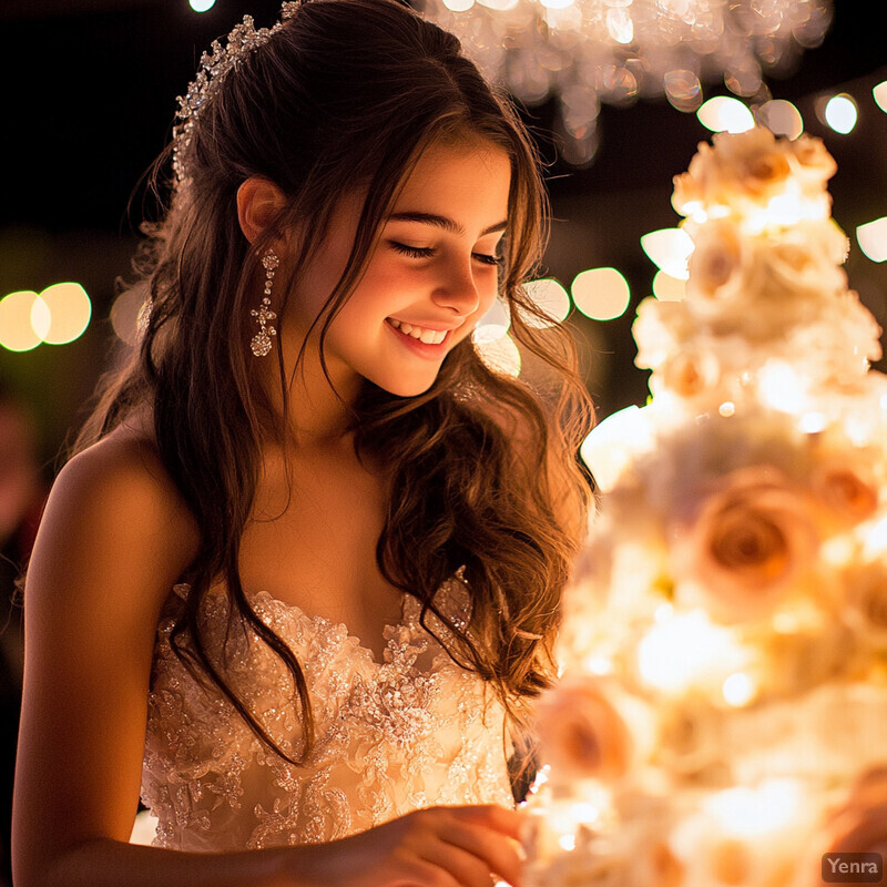 A young woman in a stunning wedding dress stands confidently in front of a vibrant red wall, radiating joy and happiness on her special day.