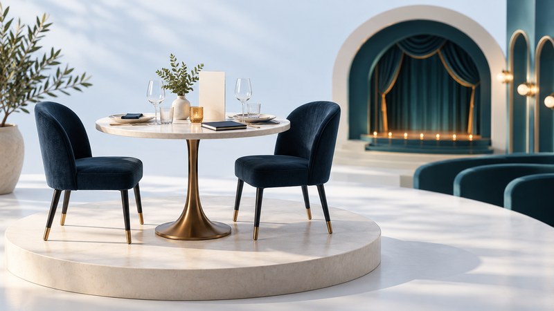 Restaurant table with two place settings