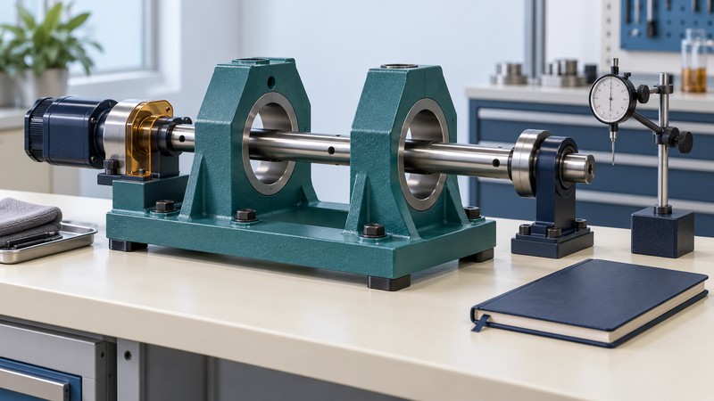 Stationary portable boring-bar training fixture with an indicator stand and a closed training notebook