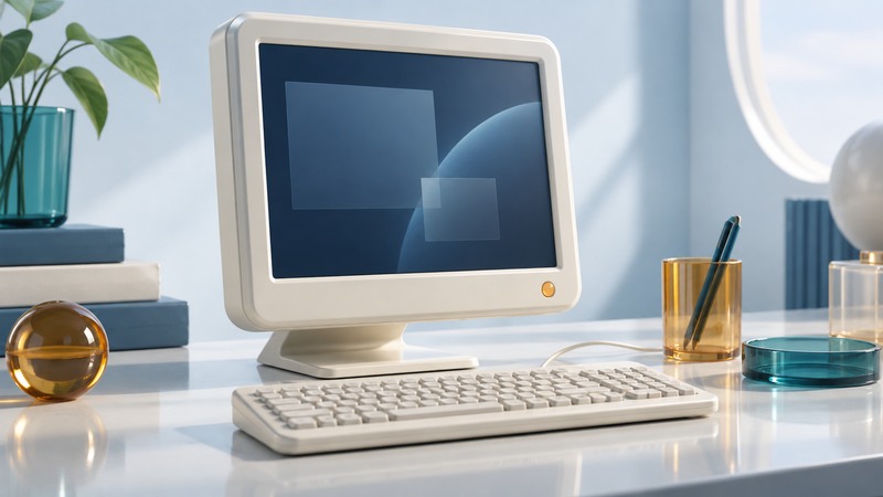An early Internet-appliance concept with a flat display and compact keyboard.