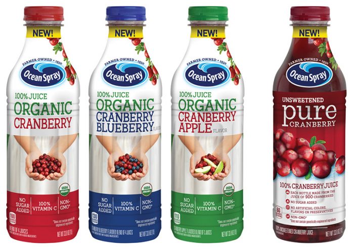 Ocean Spray Organic Blends and 100% Cranberry Juice