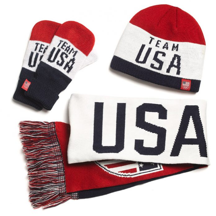 Old Navy Team USA Collection: Red White Blue Knit Mittens, Winter Hats, Knit Scarves