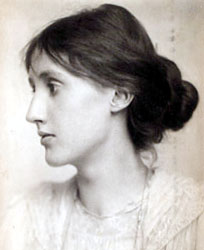 Undated portrait photograph of Virginia Woolf from Violet Dickinson's Album of photographs, New York Public Library