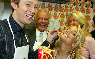 Clay Aiken and Jessica Simpson at McDonalds